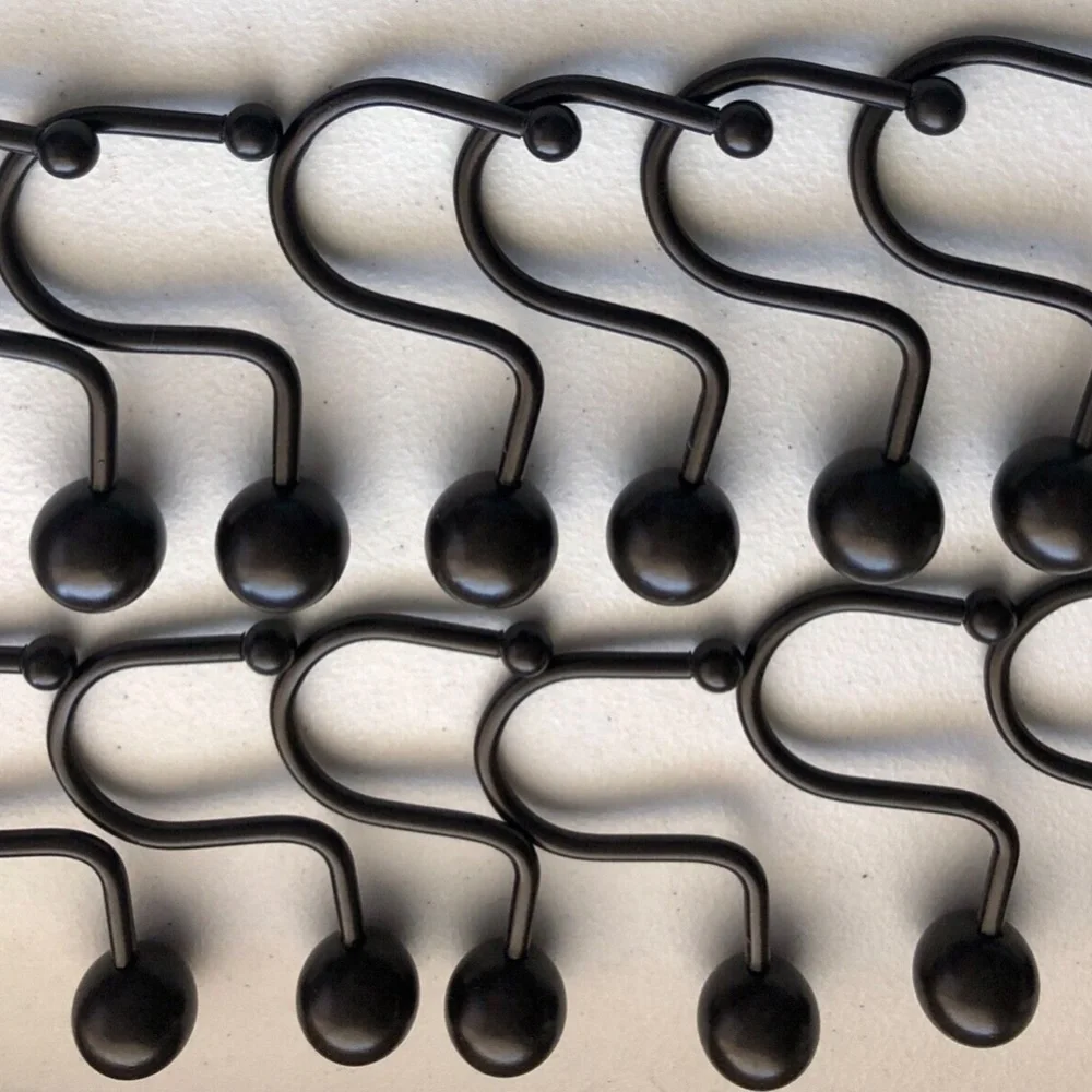 3 For $15 S Hook Style Shower Curtain Hooks Brown Heavy Weight Ball Design Hooks